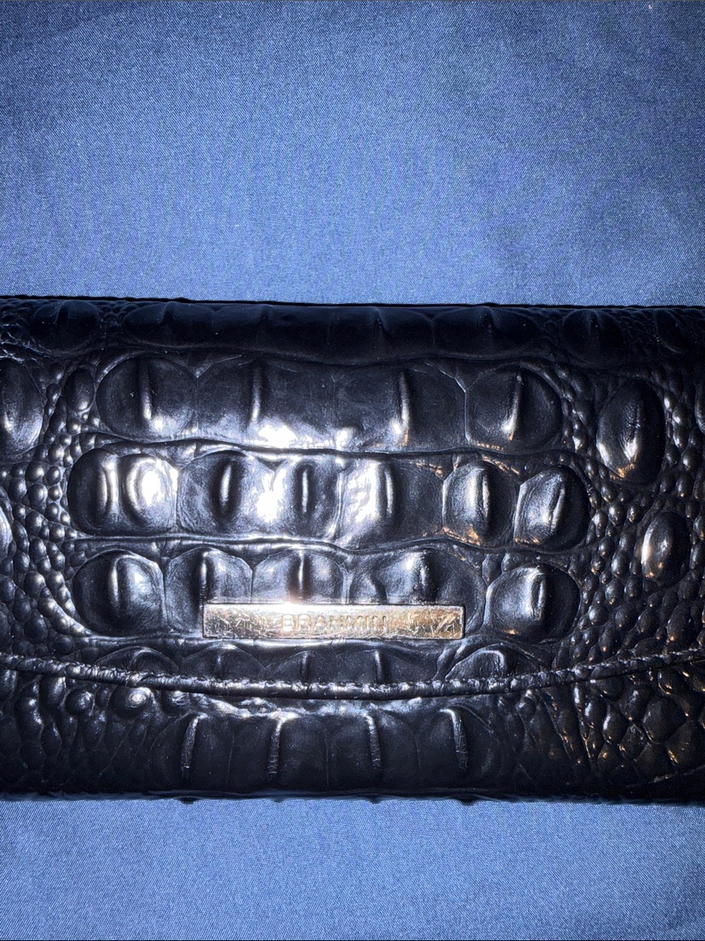 Brahmin Black Croc-Embossed Clutch with Gold Hardware - Picture 10 of 10